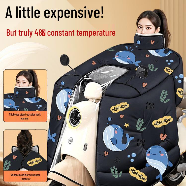 

Waterproof Fleece-Lined Winter Windshield for Electric Scooters and Motorcycles Black, Child Size 1-1.2m, Full Body Warmth