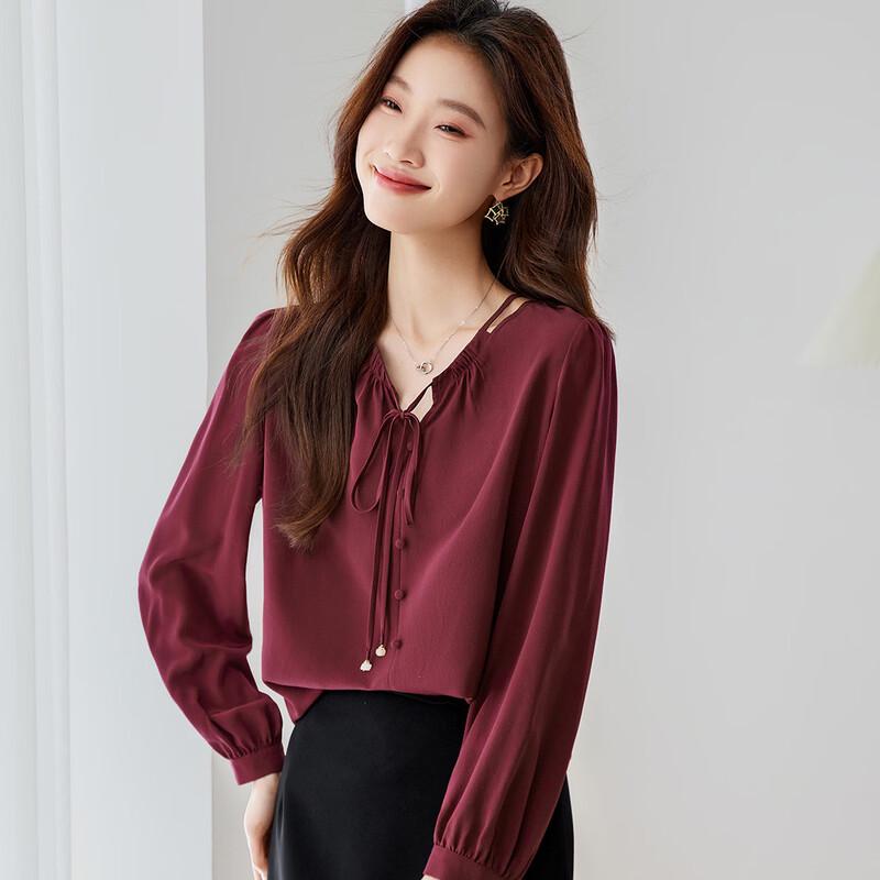 Women s Silk Crepe De Chine Long Sleeve Blouse 40