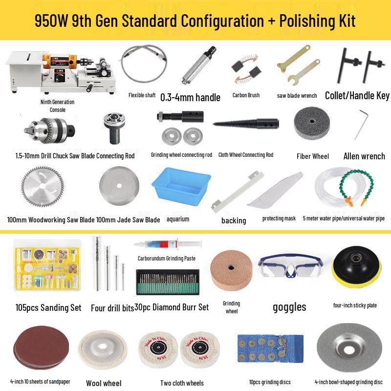 Multi-Functional Electric Bench Grinder: Jade, Woodworking Polisher, Engraver, Cutter, Drill.