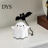 Cute Resin Ghost Statue Walking Dog Figurine, Holding Bat Balloon Statue, Spooky Halloween Room Decor Desktop Decor, Mini Stable Base Tabletop