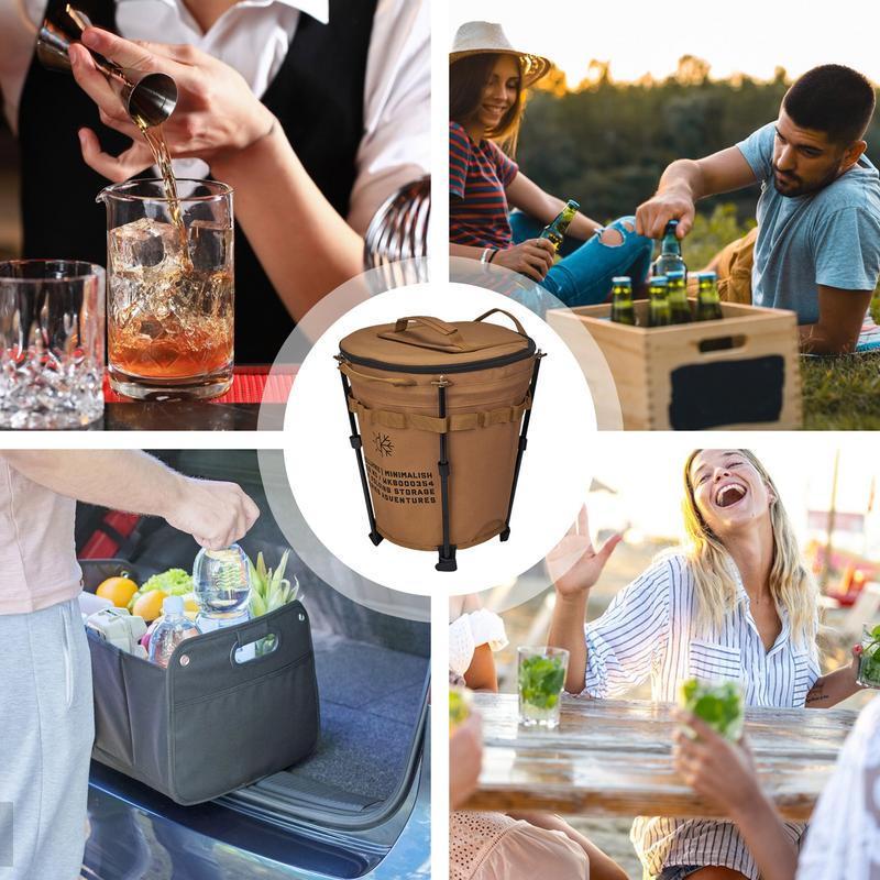 Foldable Ice Buckets 20L Car-Mounted Round Insulation Barrel Portable Cooler Bag With Waterproof Inner Layer For Drinking