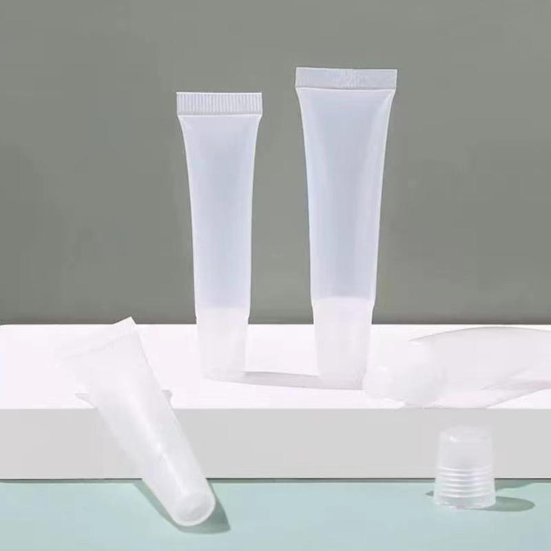 Clear Plastic Refillable Lip Balm Tubes Angled Nozzle for Precise Application Small Cosmetic Containers Empty Bottle