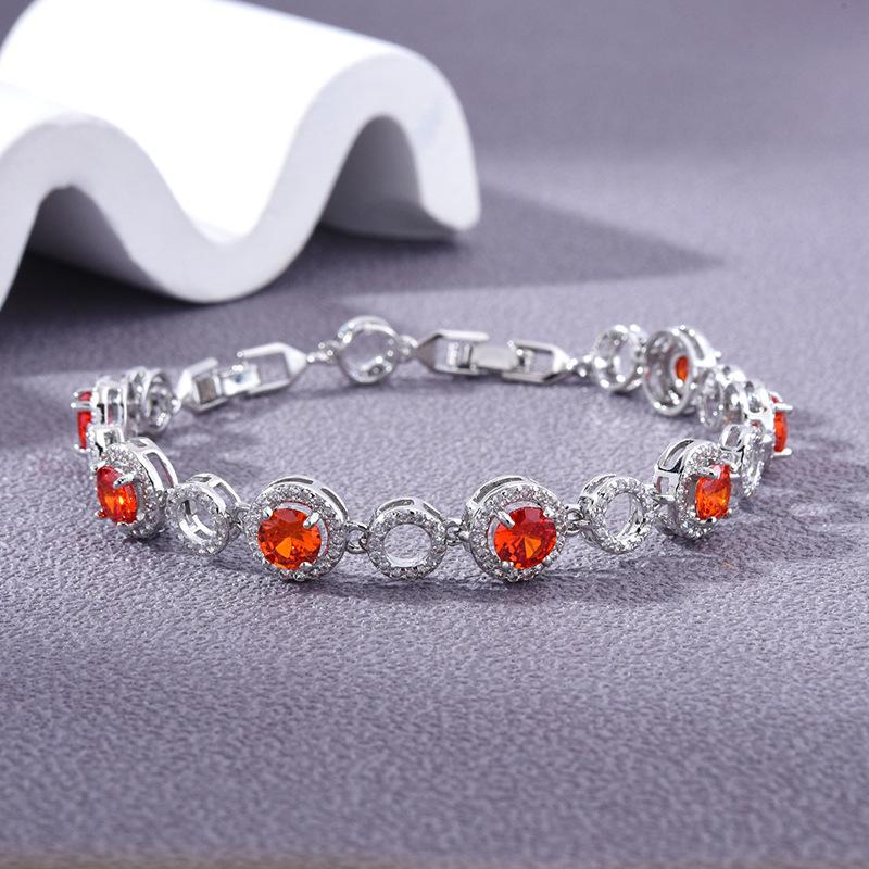 Popular Jewelry Accessories Colored Zircon Jewelry Bracelet Brass Plated Platinum Handmade