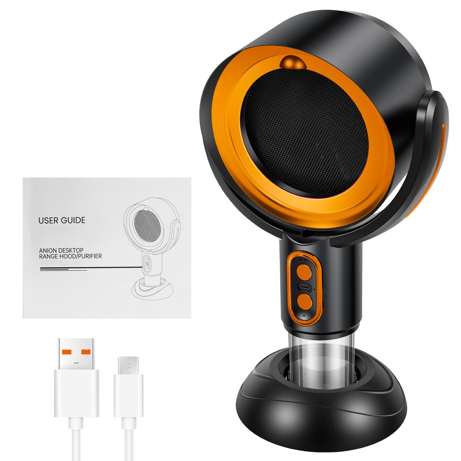 

Desktop Range Hood,Mini Portable Extractor Hood with 2 Speed Adjustment, for Indoor BBQ, Wireless Desktop Kitchen Range Hood золотой