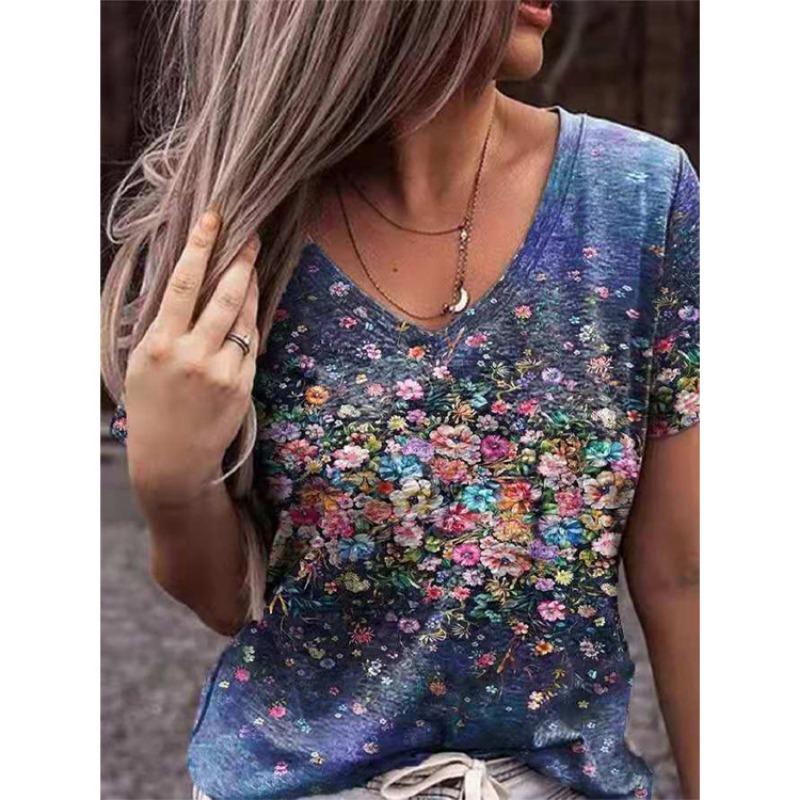 Summer Printed Trend Short Sleeved Fashion T-shirt Loose Women's Top