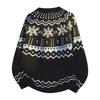 Pullovers Long Sleeves Sweaters Unisex Sweater Paragraph Autumn Winter Retro Floral Pattern Loose Round Neck Design Sense of The Bottoming Knitwear