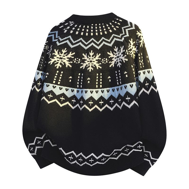 Pullovers Long Sleeves Sweaters Unisex Sweater Paragraph Autumn Winter Retro Floral Pattern Loose Round Neck Design Sense of The Bottoming Knitwear