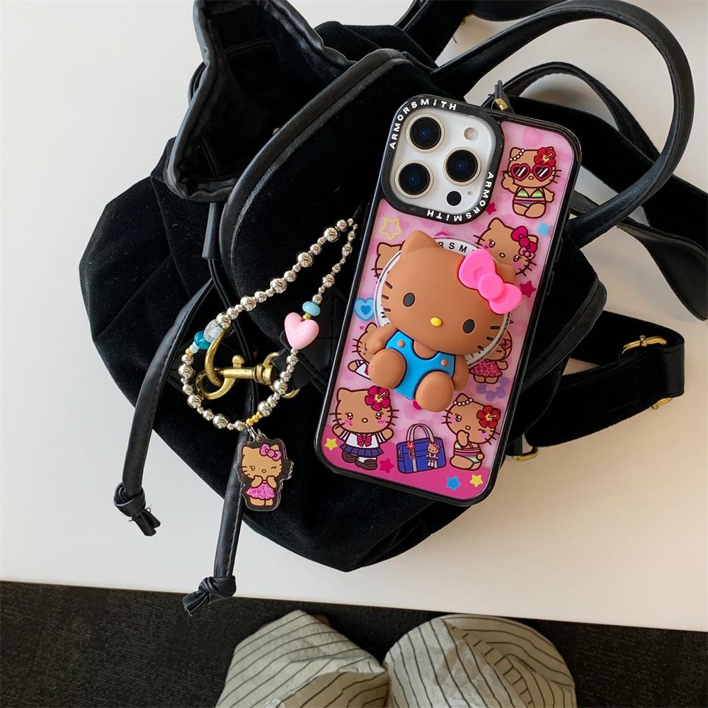 Sanrio Y2K Hello Kitty Cute Cartoon Magnetic Phone Case For IPhone 12 13 14 15 16 17 Pro Max Protective Cover with Stand Fundas
