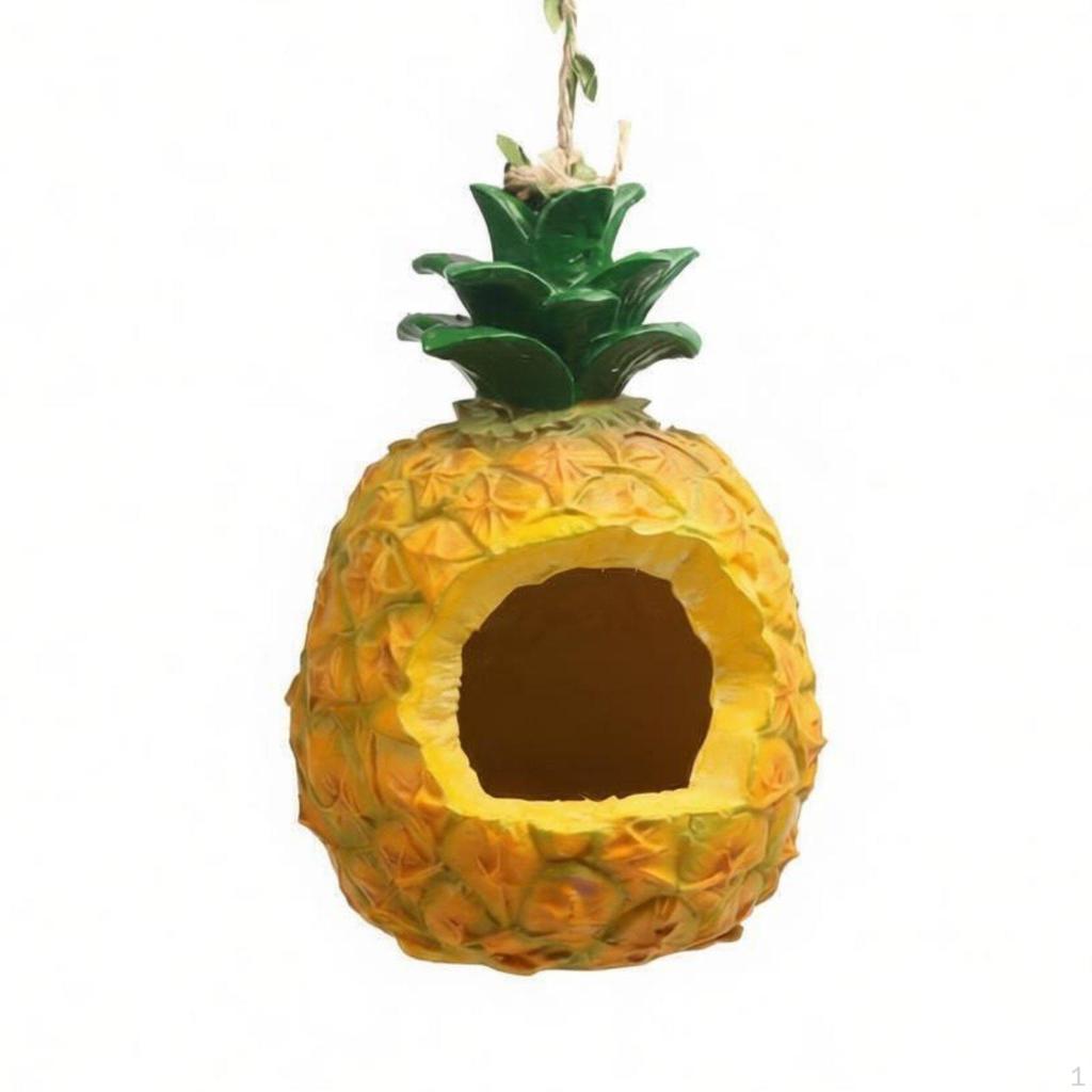Pineapple Birdhouse Bright Exotic Look Resin Bird House nest Decorative for Balcony, Yard
