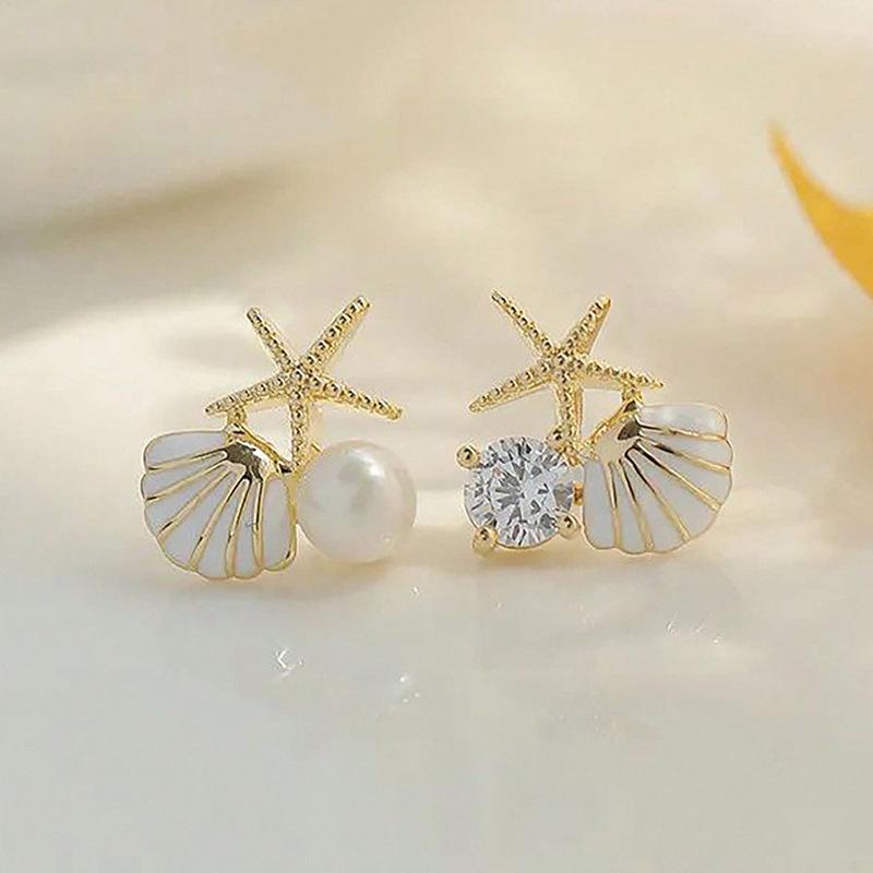 Осенние новые серьги-гвоздики в форме ракушки морской звезды, простые, с индивидуальностью, маленькие, милые, нишевый дизайн, серьги-гвоздики