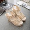Spring and Summer Wedge Sandals Velcro Thick-soled Waterproof Table Lace Super High Heel Wedge Sandals Women