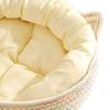 Cat Bed Basket Cotton Rope Pet Bed with Cat Ear Design Handwoven Sleeping Basket for Cats Puppies Rabbits Small Pets