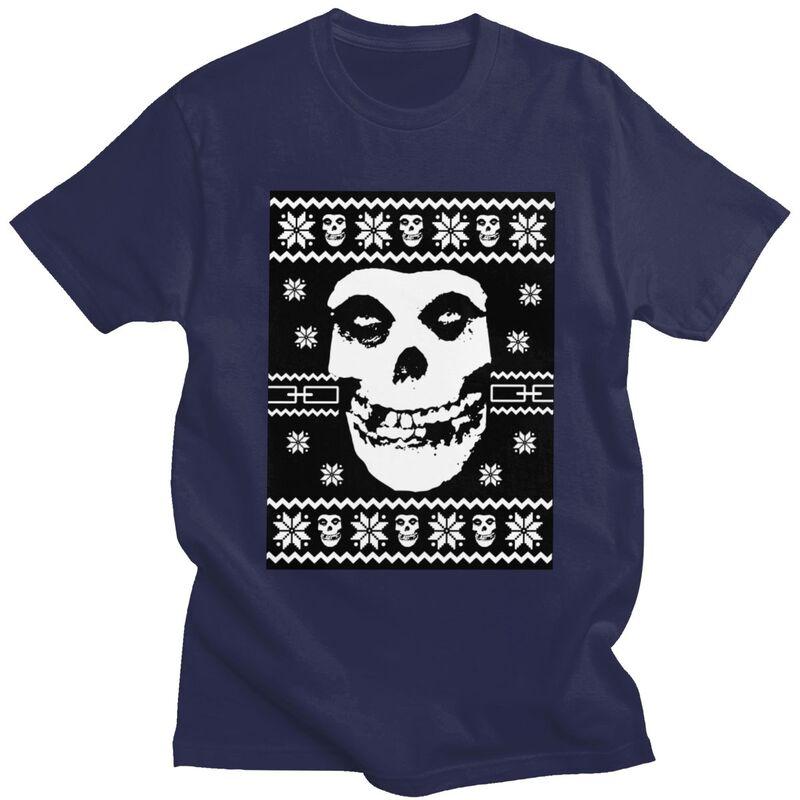 Custom Male Horror Punk Rock Misfits SKull T Shirts Short Sleeves Cotton Tshirt Streetwear Tshirt Casual Tees Slim Fit Clothes