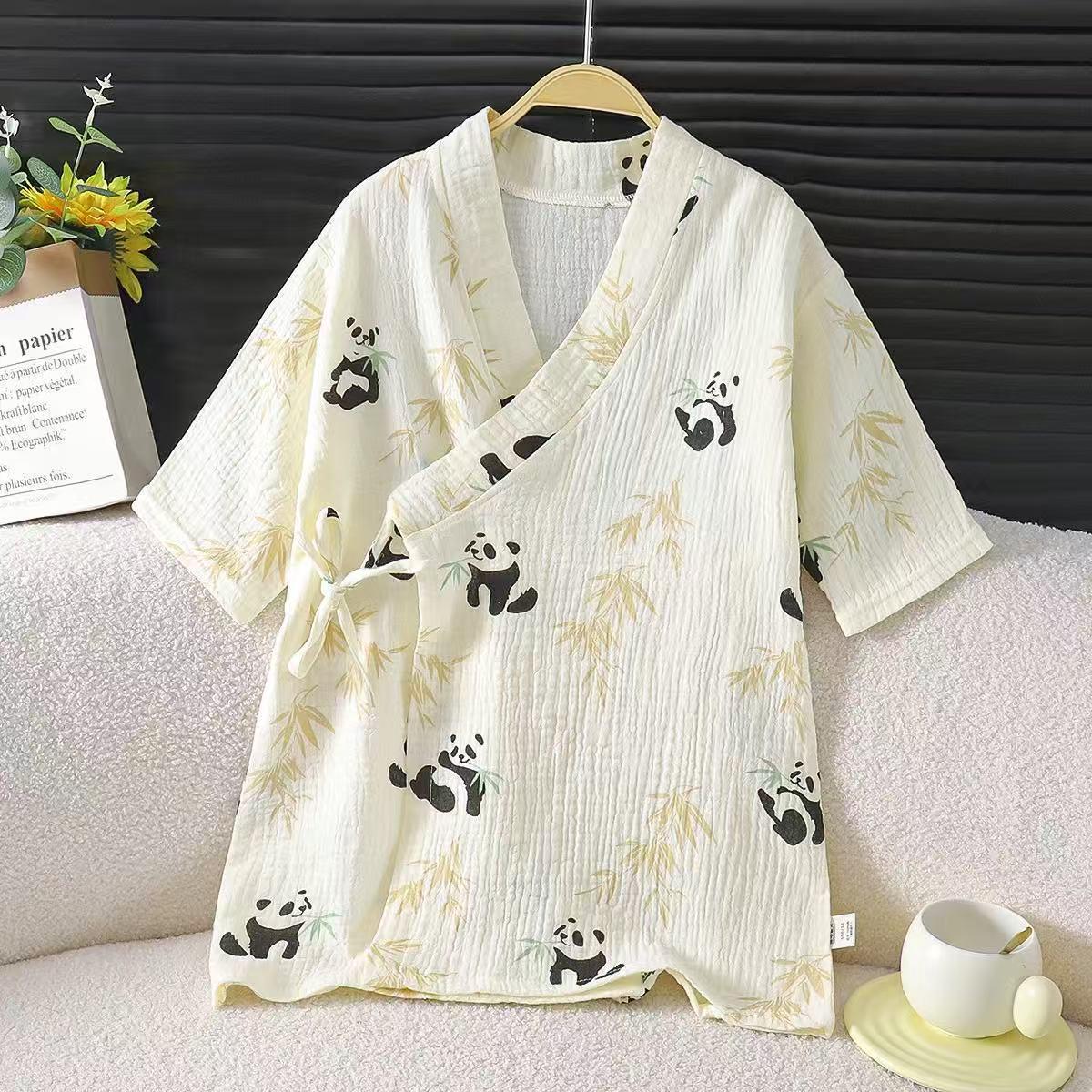 2026 Summer Baby Bathrobe - Double Layer Gauze Cotton with Cartoon Design for Boys and Girls 90 cm
