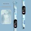 Girls' LED Cartoon Ink Waterproof Sports Watch with Luminous Bracelet Design