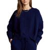 Polo Ralph Lauren SS22 Einfarbiger Zopfstrick Rundhals Langarm Pullover Damenpullover Blau 211856724-001