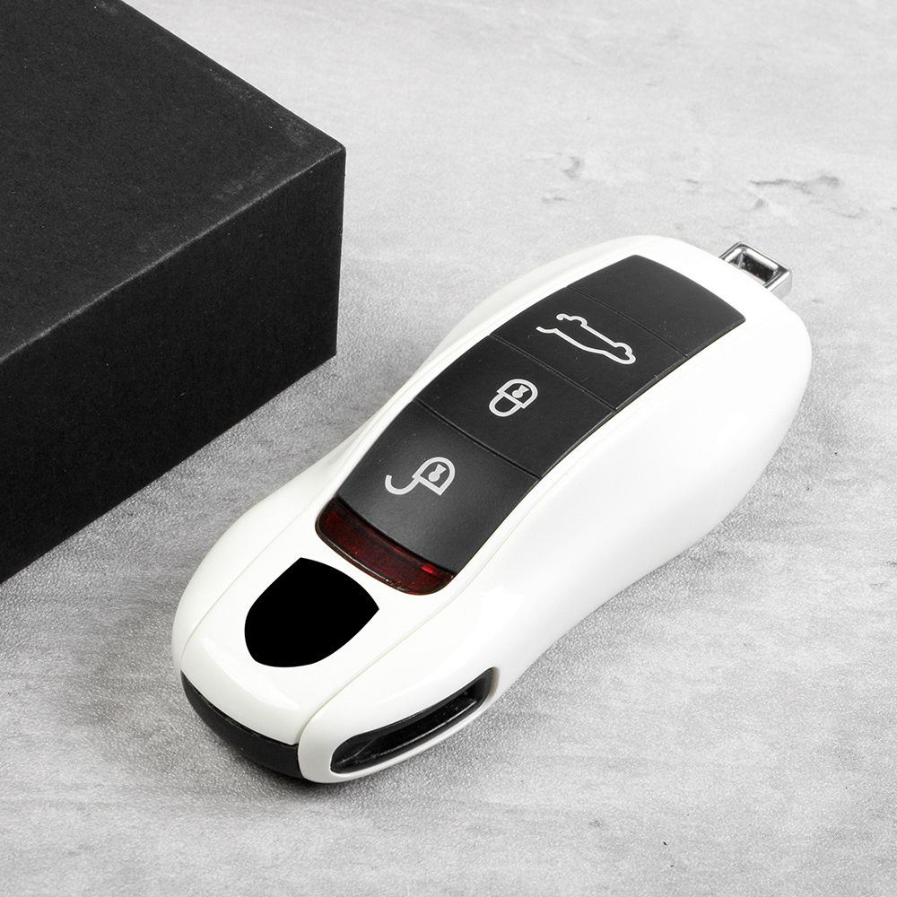 For Porsche Solid Color Key Case Cayenne Macan718 Taycan911 Pallamera Pure White