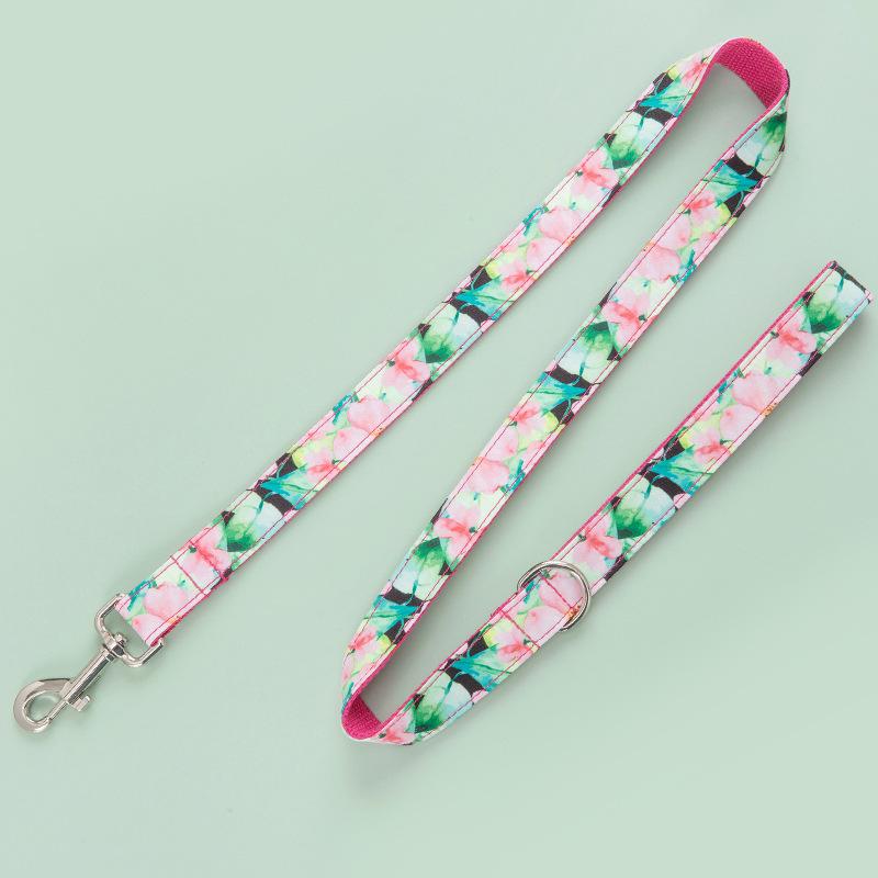 Flower Pattern Dog Collar and Leash Set