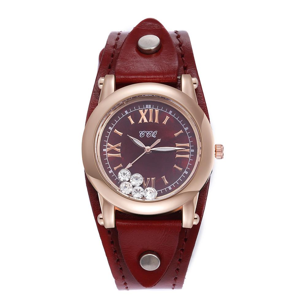 Piece Retro Watch Fashion Mechanical Watch Round Leather Strap Women'S Watch Women'S Watch