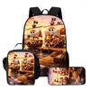 15 Inch One Piece 3-in-1 Backpack Set Unisex for Boys and Girls Age 6-10, Light Weight School Kit with Lunch Bag & Pencil Case