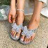 Fashion Butterfly Flat Slippers Summer New Round Toe Open Toe Casual Breathable Clip Toe Non-Slip Wear-Resistant Flip Flops