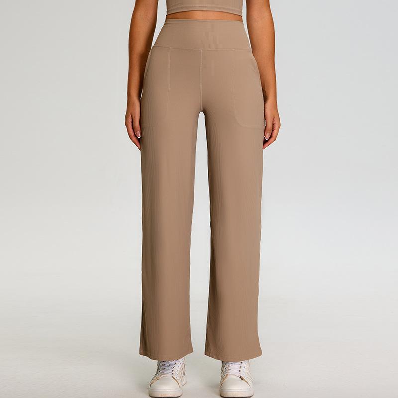 

New Quick Drying Thread Yoga Pants For Women S Outdoor Leisure And Fitness Sports Pants, Loose High Waisted Wide Leg Pants S легкие хаки