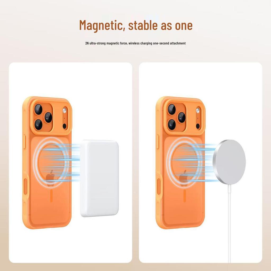 iPhone 17 Pro Magnetic Skin-Feel Case with Rotating Stand & Anti-Drop Protection (Compatible with Apple 16/15 Pro)