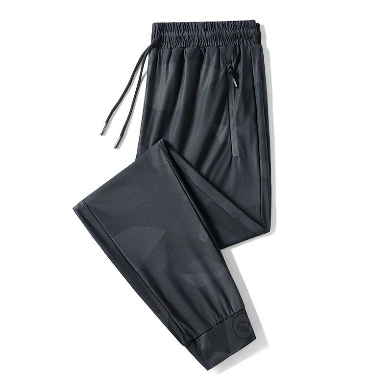 Summer Men's New Patchwork High Waited Elasticized Printed Pocket Zipper Fashion Slim Versatile Casual Pants