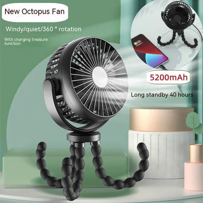 Ventilador dobrável de mesa USB, ventilador portátil para carrinho de bebê ao ar livre, mini ventilador polvo multifuncional pequeno silencioso de verão