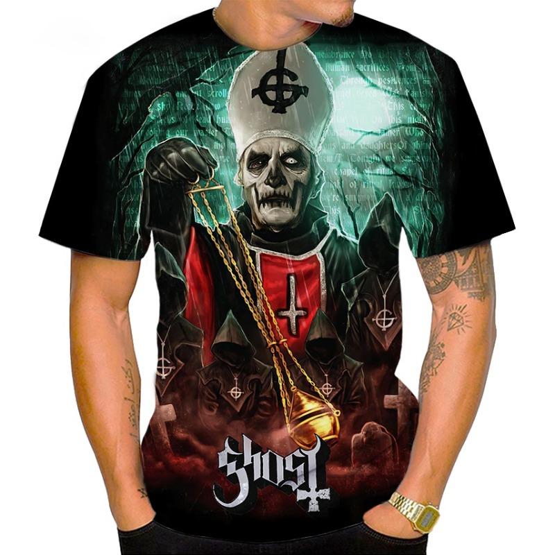 Ghost Band 3D Print T-shirts Men Women Cool Streetwear Hip Hop Short Sleeve Tshirt Harajuku Kids Oversized Tops Clothing