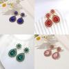 Elegant Flower Crystal Drop Earrings For Formal Dinner Women Jewelry
