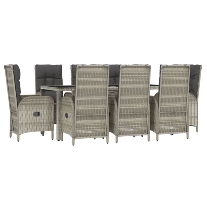 VidaXL 9-piece Garden Dining Set with Cushions Grey 3185028