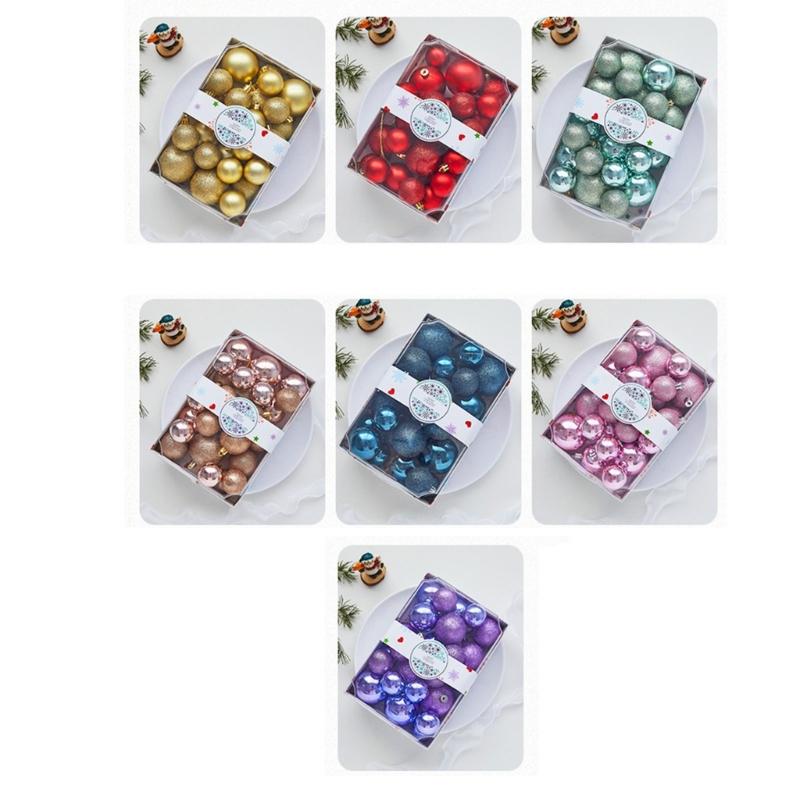 1 Box Shatterproof Decorations Balls Stylish Christmas Tree Round Shaped Balls Decor Home Creative Decoration Gifts