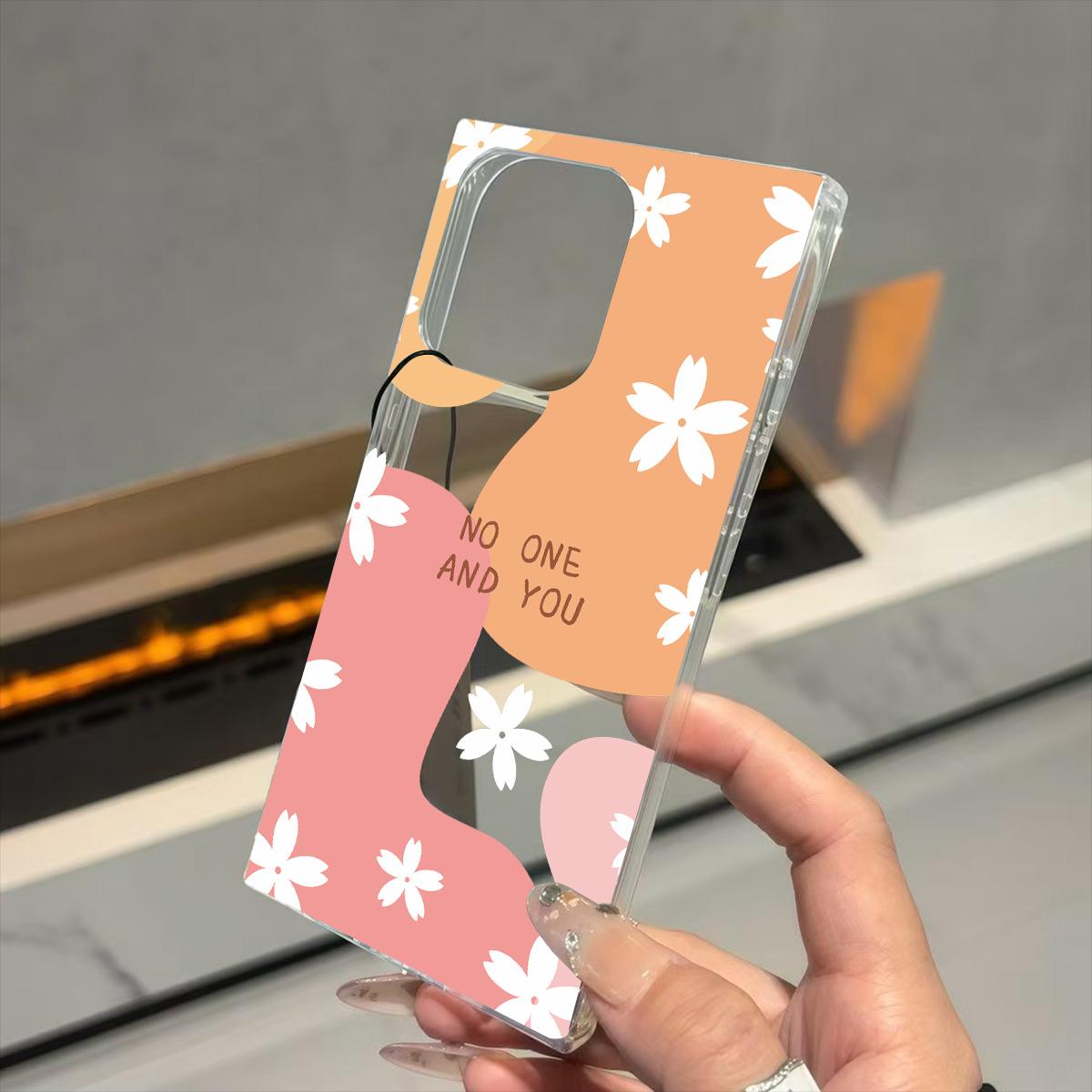 

Прозрачный квадратный чехол-бампер для iPhone 11 16 ProMax 13 14 Pro Max 12 15 Plus, защита от окисления, чехол с цветочным узором iphone 11 ProMax