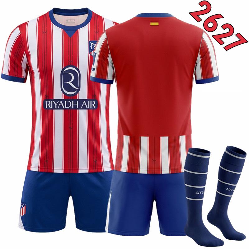 2627 Maglia a Righe del Club N.. 19 Alvarez 7 Li Gangren Atletico Madrid Completo da Calcio Casa