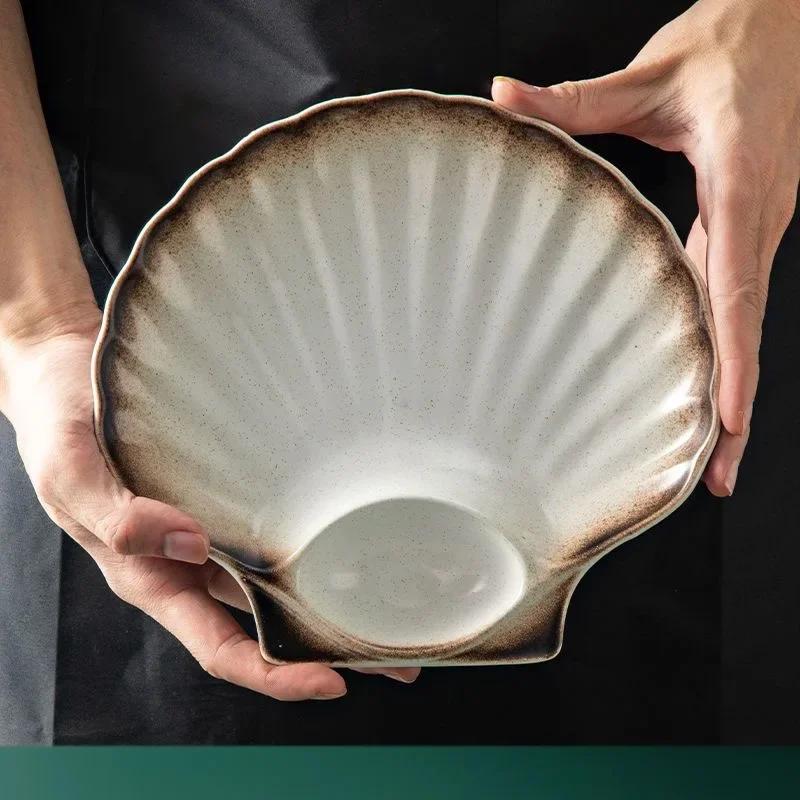 8inch Dark Japanese Style Dinner Plate Under-glazed Ceramic Partition Dinner Dishes Dessert Tray Sushi Dinnerware Microwave Safe