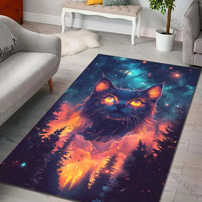 Multiple sizes Giant cat and dreamy sky Carpet for Living Room Bedroom Sofa Home Decor Rug Non-slip Floor Mat Luxury Gift