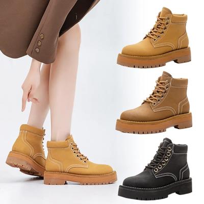 Fashion Luxury Cowhide Platform Increased Western Cowboy Boots Shoes for Women Designer Casual Wear-resistant Women's Ankle Boots