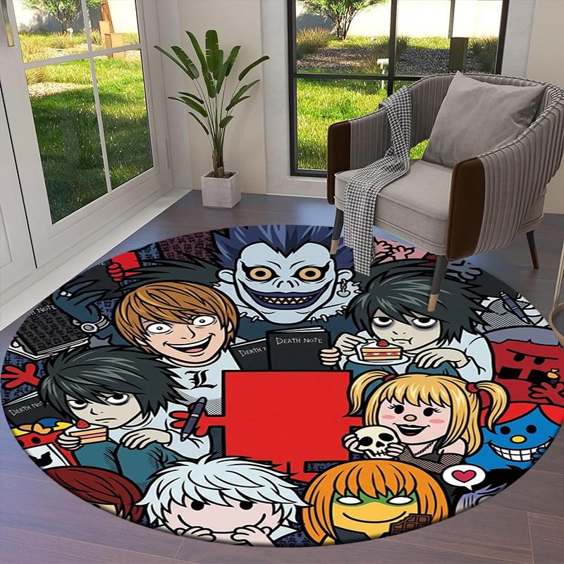 Death Note Round Area Rug Carpet Rug For Living Room Bedroom Sofa Playroom Decor Nonslip Floor Mat