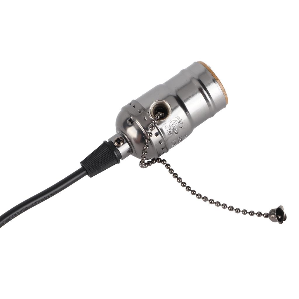 Suport E26 de epocă, cu întrerupător cu lanț de tragere, bază pentru lampă, montat pe tavan (Negru)