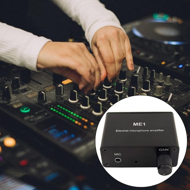 ME1 Portable Mixer 3 Output Mic Amplifier Build In Bias Circuit Clear Sound Amplification for Live Monitoring Black
