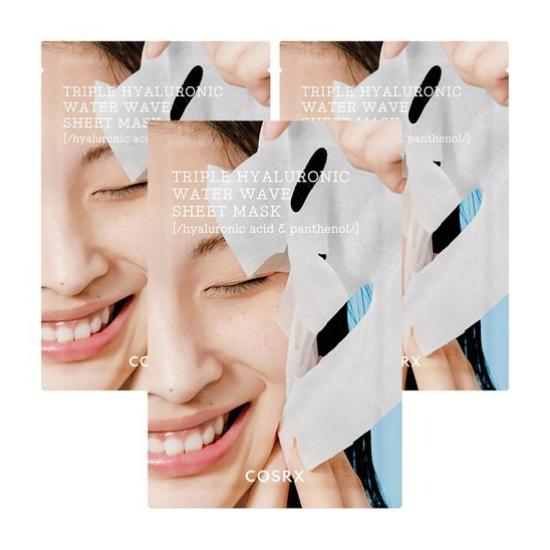 COSRX Hydrium Triple Hyaluronic Water Wave Sheet Mask Hydrating & Moisturizing 3-Pack
