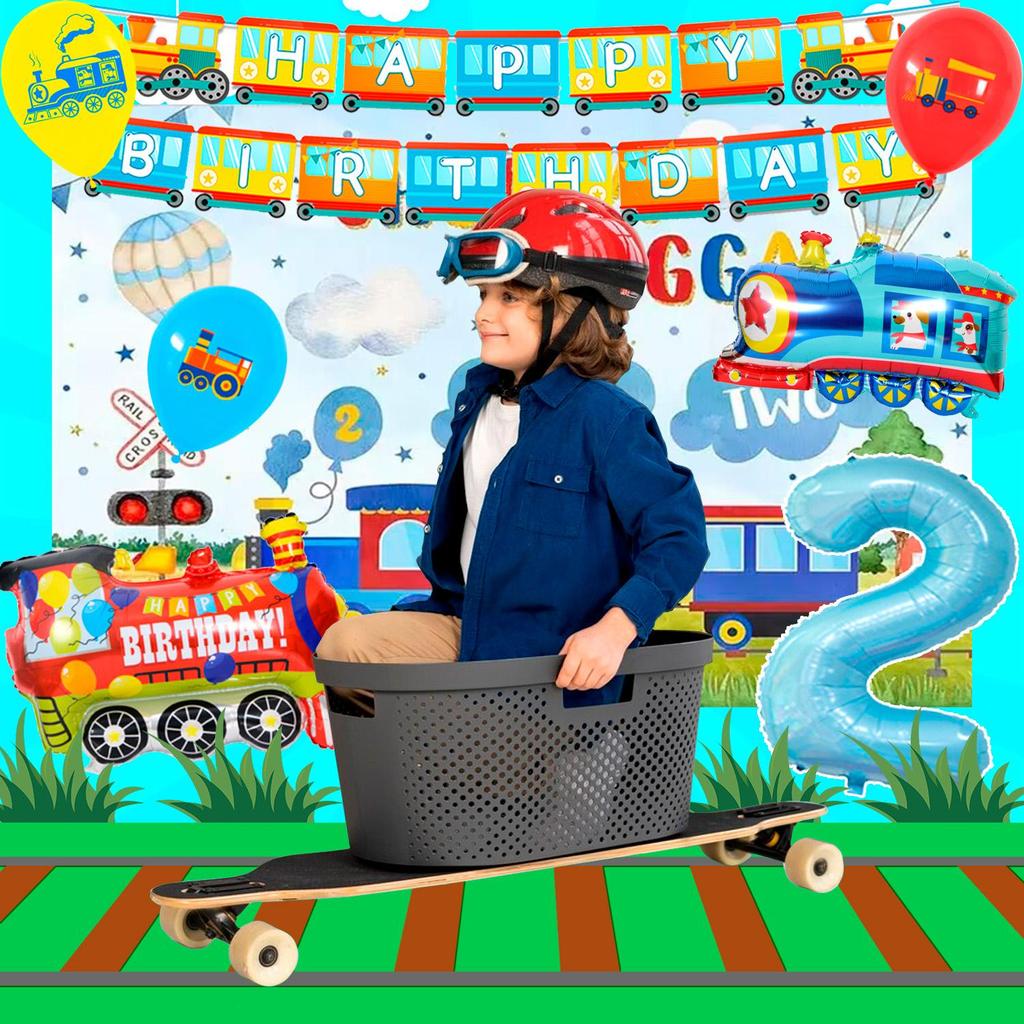 Chugga Chugga Two Two Party Decorations,Train Birthday Decorations&Train Party Tableware-Train Plates Banner Etc Train Birthday Party Supplies