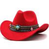 New Fashion Western Cowboy Hat Wool Tassel Belt Sombrero Cap Men Women Cowgirl Solid Color Jazz Elegant Lady Hollow Design Hats