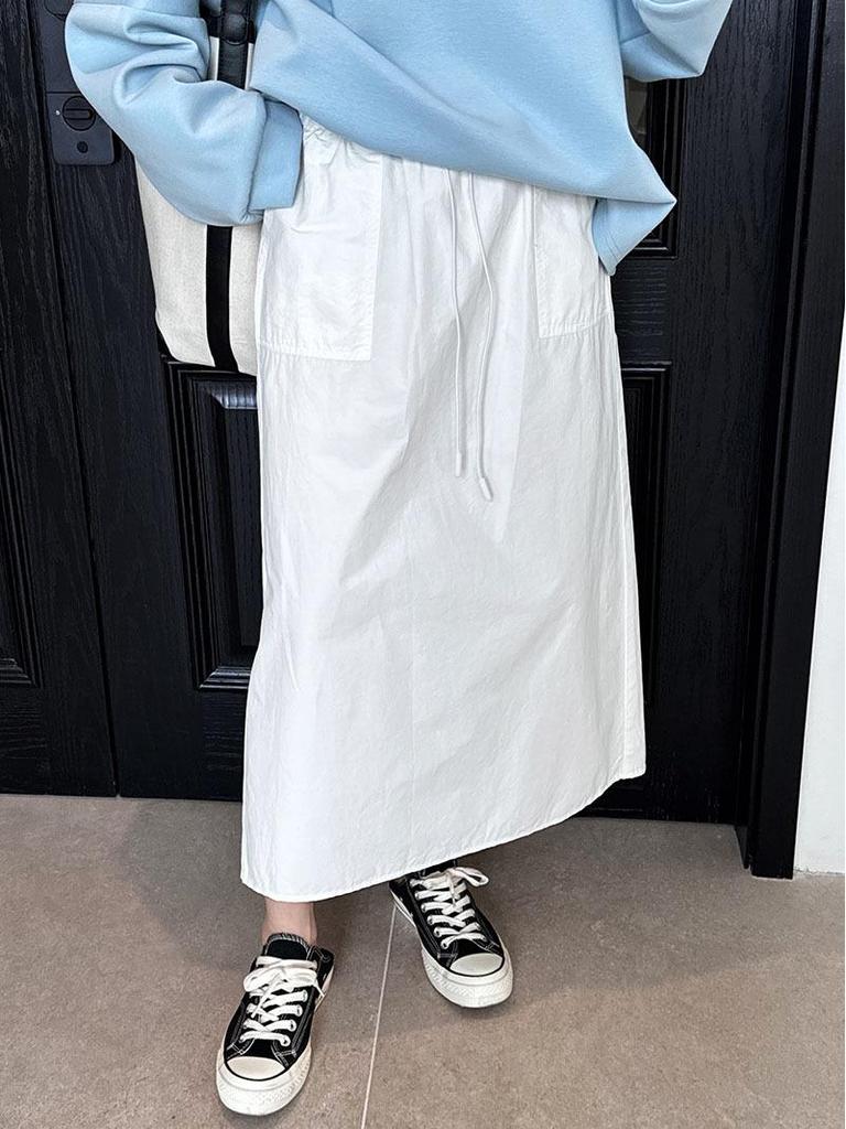 LUXI 2025 Retro High-Waisted Drawstring Cargo Mini Skirt