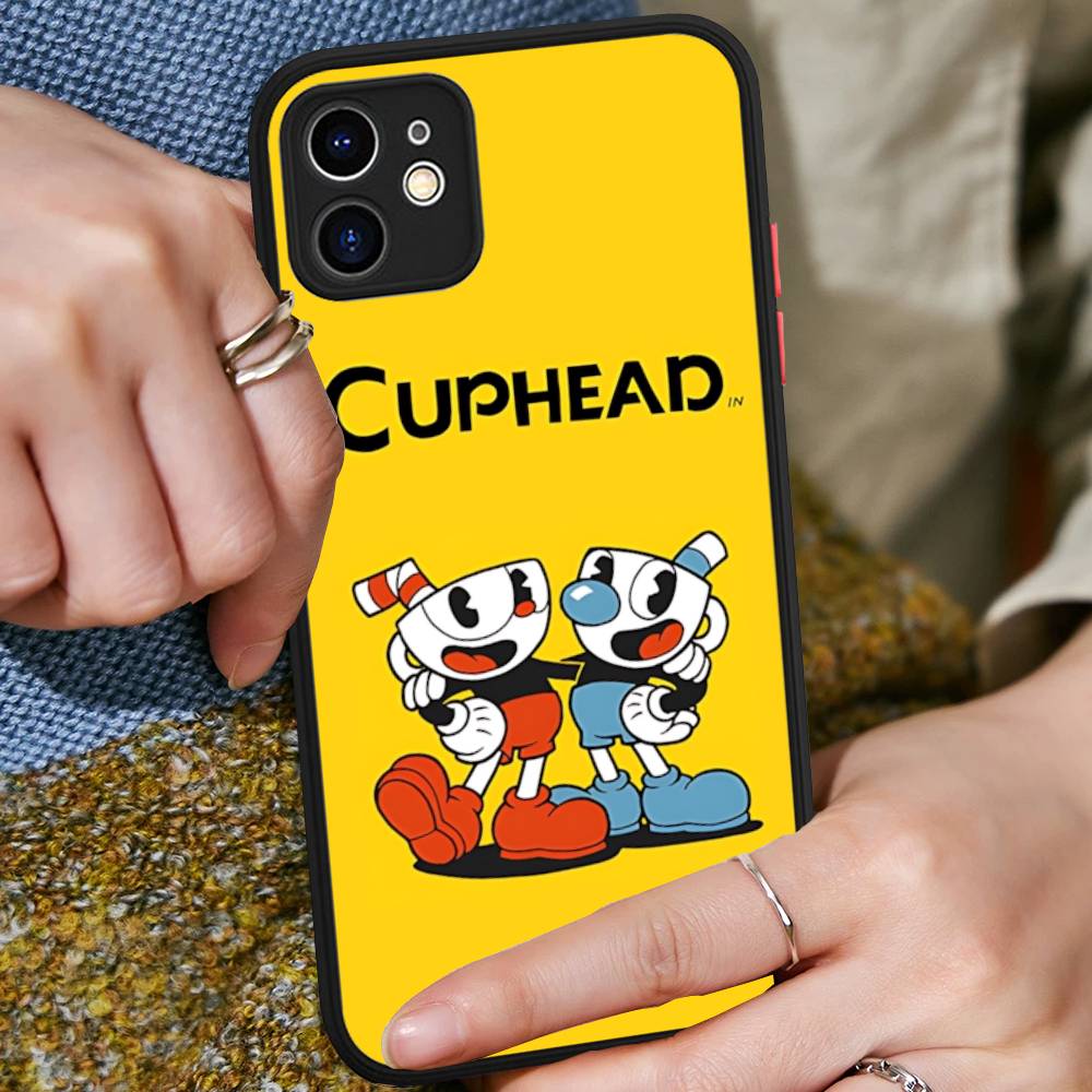

Comedy Animation C-Cuphead Cartoon For IPhone 16 15 14 13 12 11 Pro Max X XS MAX Plus Translucent Black Phone Cover iphone 15pro max