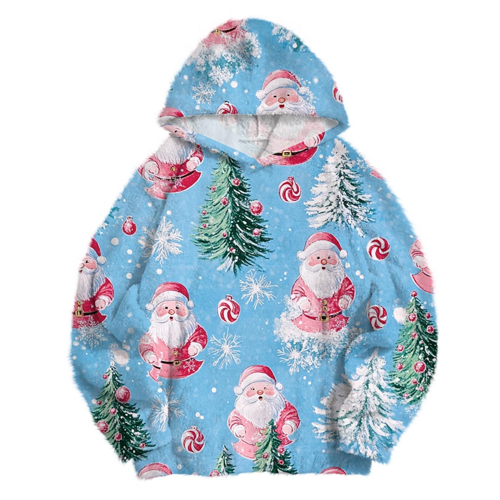 

Женская модная толстовка с капюшоном и заниженной линией плеч с длинным рукавом и рождественским принтом XL