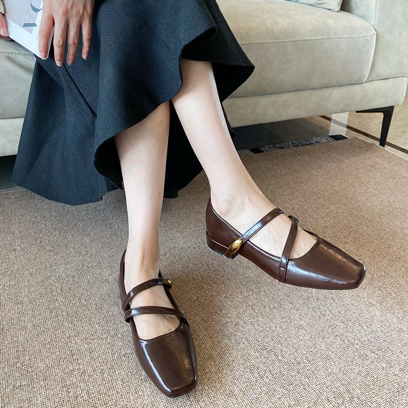 G3760-71 French temperament with skirt thick heel single shoes women's 2025 spring and summer new commuter women's shoes evening shoes