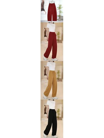 2026 High Waist Red Velvet Slimming Scissor Leg Pants