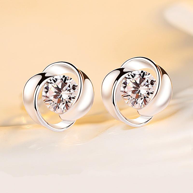 Rotating Pinwheel Love Stud Earrings - Trendy Wavy Fashion Jewelry